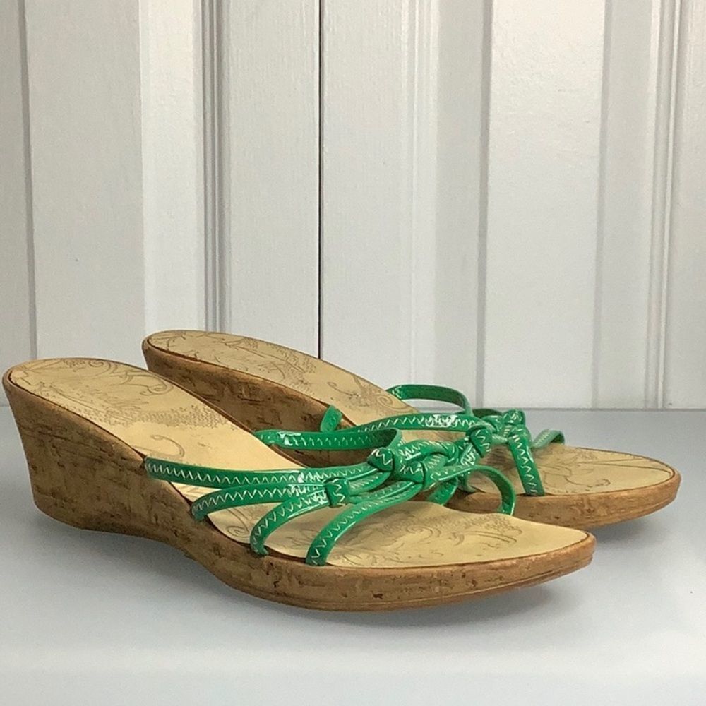 MODABELLA GREEN WEDGE HEEL SANDALS‎ MADE IN ITALY SIZE 39